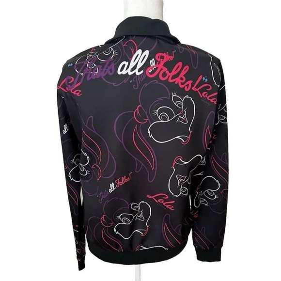 Looney Tunes Lola Bunny Space Jam Cartoon Black Graphic Full Zip Jacket 90s y2k - Picture 3 of 9